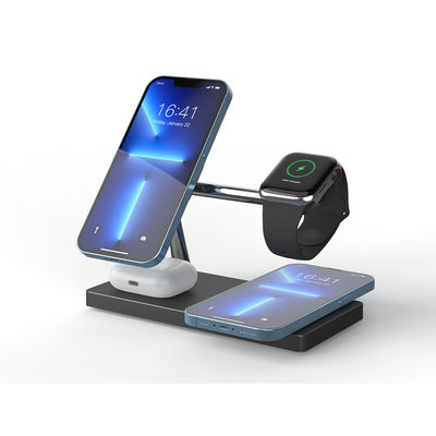 Buon prezzo 7 in 1 caricabatterie magnetica wireless tutto in uno per telefono orologio auricolare bianco e nero in linea