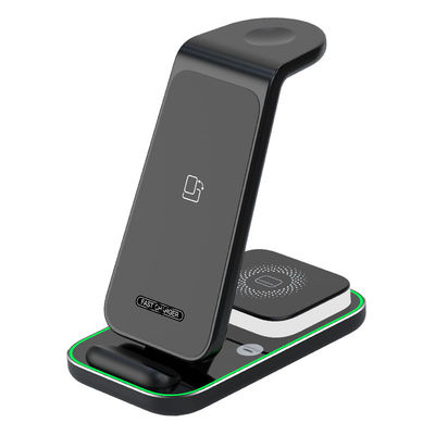 Buon prezzo Stazione di ricarica a luce notturna da 15 W nero 4 in 1 Stazione di ricarica stand di ricarica wireless in linea