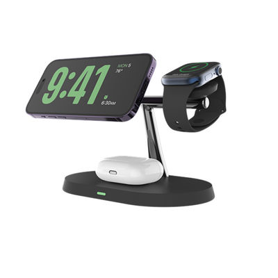 Buon prezzo T268D Fast Metal Wireless Charging Stabile corrente magnetica Apple 3 in un supporto di ricarica in linea