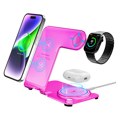 Blu/Argento Wireless 3 in 1 Stand di ricarica elegante Alta efficienza di ricarica PD/QC Metallo