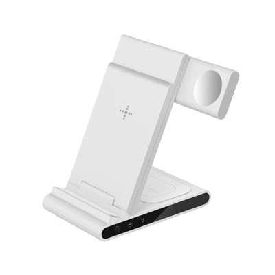 Buon prezzo Stazione di ricarica senza fili pieghevole da 10W per smartphone Auricolari Apple Watch Protezione da sovraccarico Bianco/Nero in linea