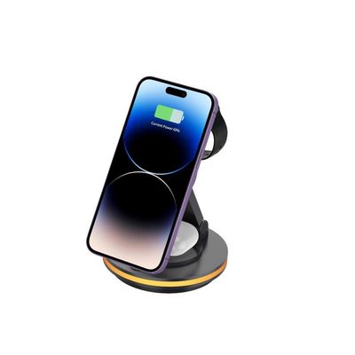 Buon prezzo 4 in 1 stazione di ricarica magnetica rotativa senza fili supporto pieghevole PD/QC Input CE/FCC/RoHS certificato in linea