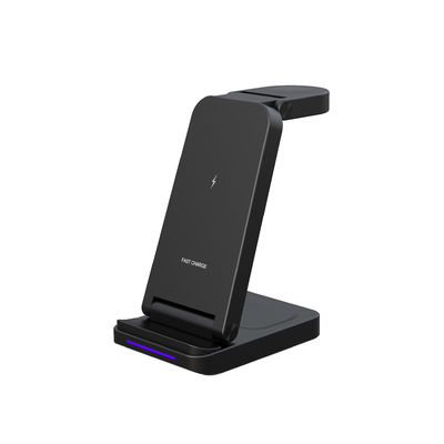 Buon prezzo 3 in 1 travel Wireless Charger nero e bianco per caricare il telefono iwatch auricolare ABS silicone metallico in linea