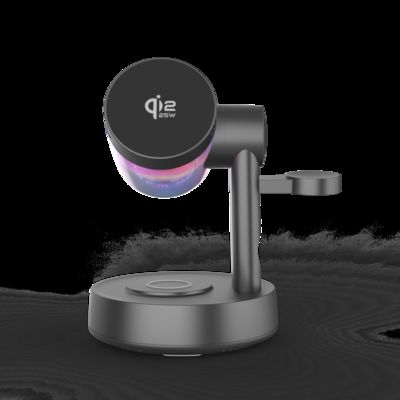 Buon prezzo Qi2.2 Stazione di ricarica magnetica senza fili 5 in 1 con altoparlante Bluetooth per iPhone, Android Phone, Apple Watch, AirPods in linea
