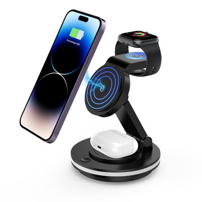 4 in 1 Magnetic Wireless Charging Supporto telefoni cellulari Qi con design colorato luce ABS e PC