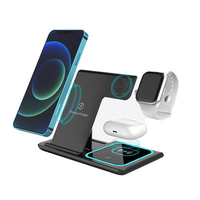 Stazione di ricarica wireless pieghevole 3 in 1 con carica rapido a doppia bobina