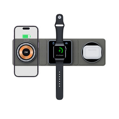 Buon prezzo Caricabatterie senza fili da viaggio da 15W FCC Samsung pieghevole 3 in 1 caricabile nero in linea