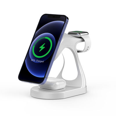 Portacarica wireless con assorbimento magnetico e luce a LED per telefono, auricolare e orologio 3 in 1