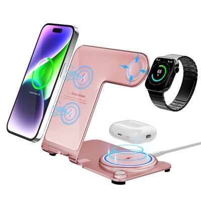 Buon prezzo Elegante porta ricarica wireless 3 in 1 con materiale in lega di alluminio in linea