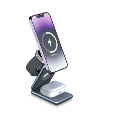 Buon prezzo Stazione di ricarica di lega di alluminio pieghevole 3 in 1 per airpods della serie iPhone 16/15/14/13/12 in linea