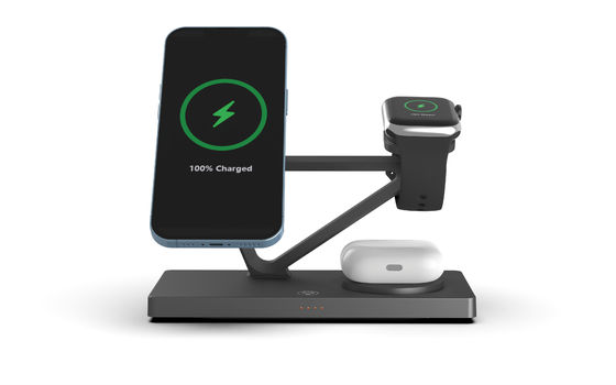 Buon prezzo T216 Supporto del caricabatterie veloce wireless Apple e Samsung Orologi caricabatterie 15W/10W/7.5W/5W Luce notturna integrata in linea