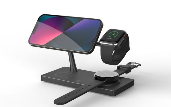 T218 Muilt-Functional Wireless Fast Charger Dual 15W Supporta orologi Apple e Samsung con luce notturna