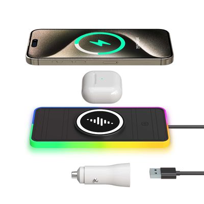 2025 A8X Magnetic Suction 15W/10W Car Charger con luce ambientale per la ricarica di telefoni Apple e Samsung