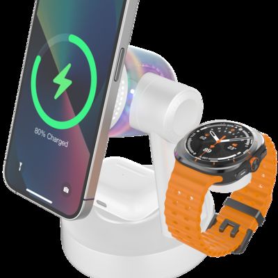 Buon prezzo Qi2.2 Z6 Altoparlante Bluetooth Caricatore Wireless 5 in 1, Stazione di Ricarica Wireless per iPhone 17/16/15/14/13, Galaxy S25/S24/S23/S22 in linea