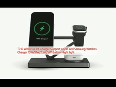 T216 Supporto del caricabatterie veloce wireless Apple e Samsung Orologi caricabatterie 15W/10W/7.5W/5W Luce notturna integrata