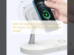 T269 Caricabatterie wireless intelligenti da 15 W con doppia uscita da 15 W con luce notturna